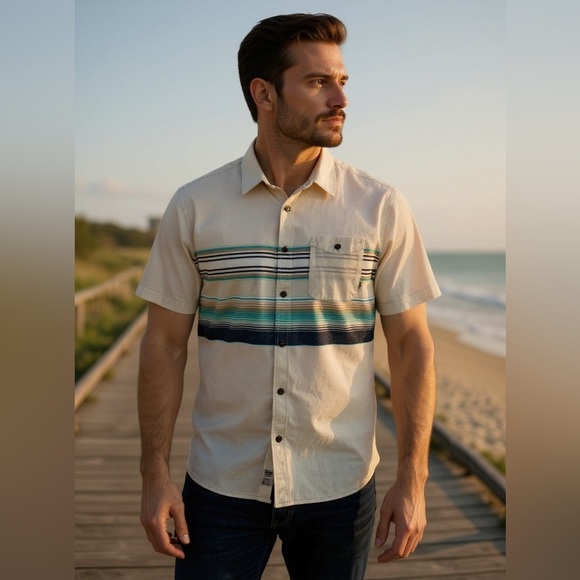 🔥 VANS Men’s Striped Button-Up Shirt - Spring 2017 Collection 🔥 Sz M - Picture 1 of 10